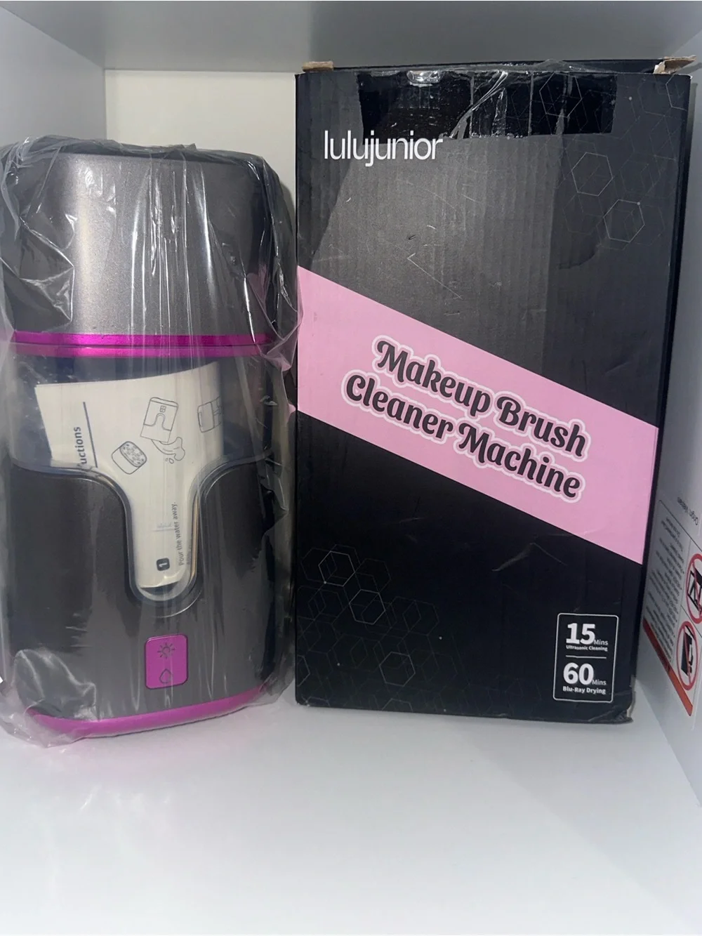 Ultrasonic Makeup Brush Cleaner Machine — Gray & Pink